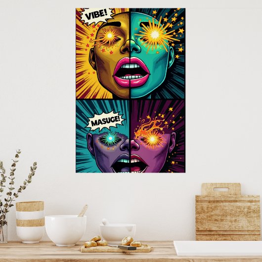 Affiche Pop Art aux Yeux Explosifs (Cuisine)