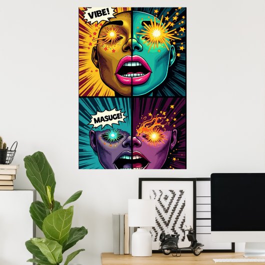 Affiche Pop Art aux Yeux Explosifs (Bureau à domicile)