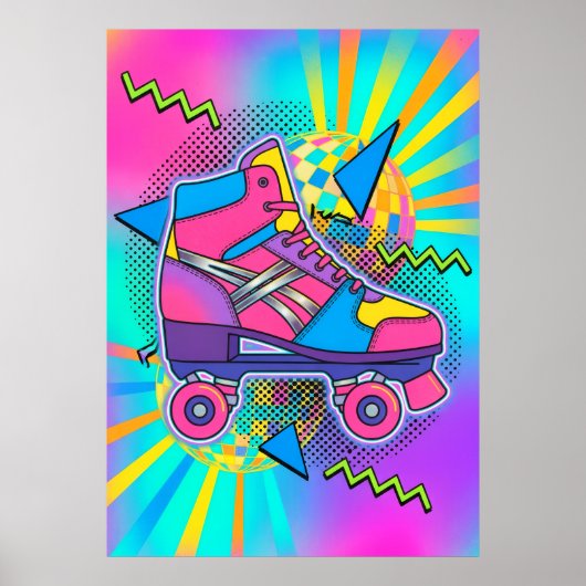 Affiche Pop Art de Roller en Rétrostyle (Devant)