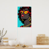 Affiche Pop Art Fille aux Lèvres Rouges (Cuisine)