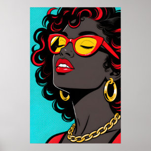 Affiche Pop Art Fille aux Lèvres Rouges