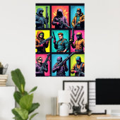 Affiche Pop Art Pixel Legends – Grille de Bande De (Bureau à domicile)