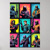 Affiche Pop Art Pixel Legends – Grille de Bande De (Devant)