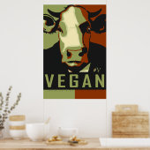 Affiche Pop Art Vache Camo - Végétalien  (Cuisine)