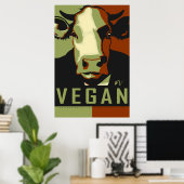 Affiche Pop Art Vache Camo - Végétalien  (Bureau à domicile)