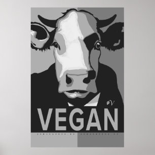 Affiche Pop Art Vache en Noir et Blanc - Végétalie