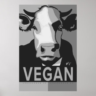 Affiche Pop Art Vache en Noir et Blanc - Végétalie
