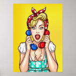 Affiche Pop Art Woman sur deux téléphones<br><div class="desc">Image originale de freepik.com (utilisée avec licence),  modifiée par moi. Voir mon magasin pour plus d'articles avec cette image.</div>