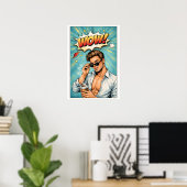 Affiche Pop Art « WOW ! » – Homme attrayant Comic (Bureau à domicile)