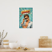 Affiche Pop Art « WOW ! » – Homme attrayant Comic (Cuisine)