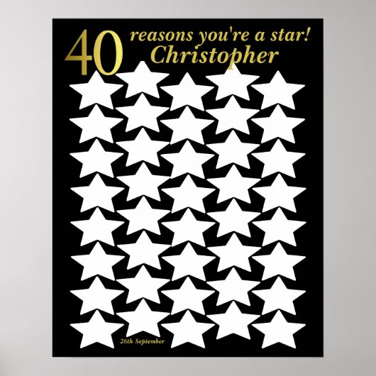 Affiche pour 40e anniversaire - 40 raisons pour le (Devant)