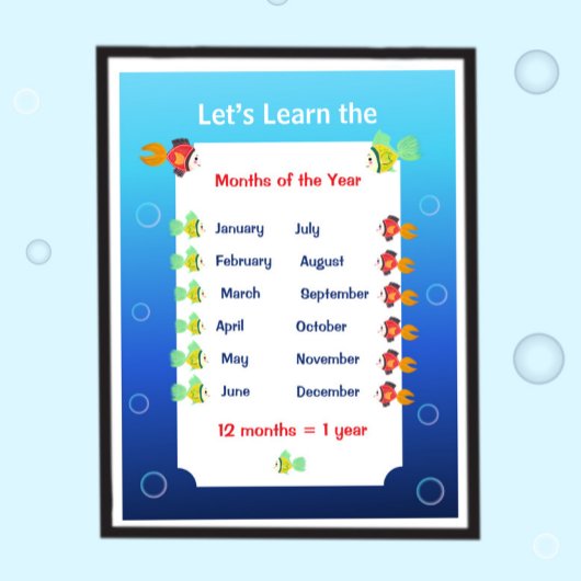 Affiche pour apprendre les mois de l'année pour le