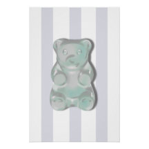 Affiche pour chambre de garçon avec ours gummy gri