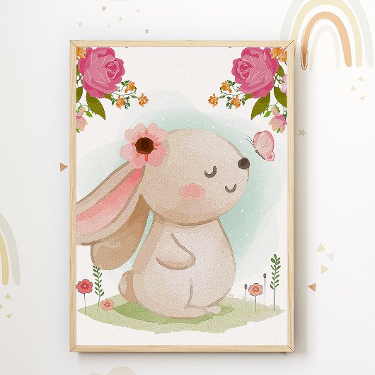 Affiche pour chambre d'enfants au lapin mignon - I