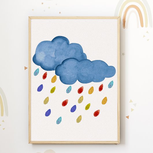 Affiche pour chambre d'enfants aux nuages colorés