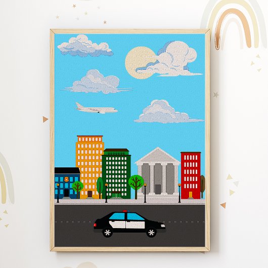 Affiche pour chambre d'enfants de voiture de polic