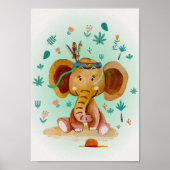 Affiche pour chambre d'enfants éléphant Impression (Devant)