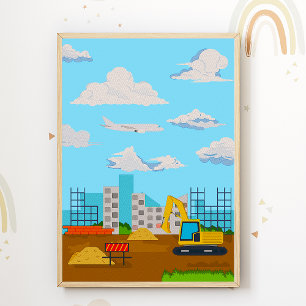 Affiche pour chambre d'enfants excavatrice Impress