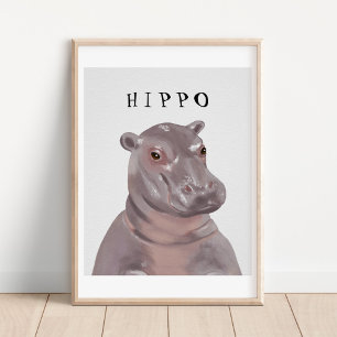 Affiche pour enfants avec dessin d'hippopotame mig