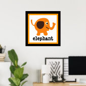 Affiche pour enfants Bébé Éléphant Safari Animaux  (Bureau à domicile)
