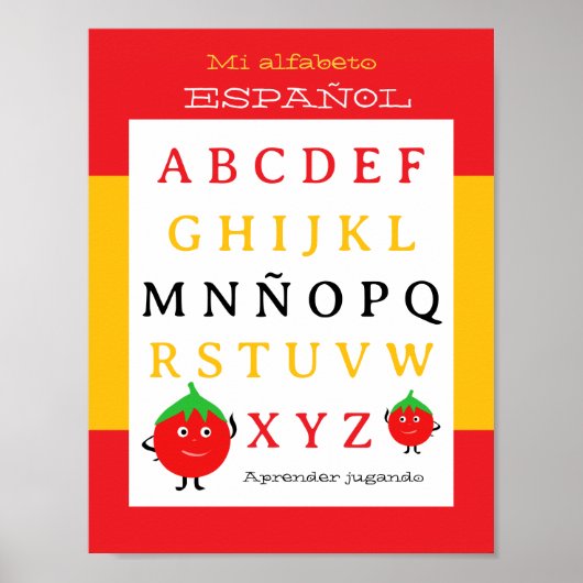 Affiche pour enfants de l'alphabet espagnol Tomate (Devant)