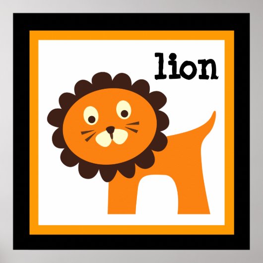 Affiche pour enfants de pépinière d'animaux de saf (Devant)