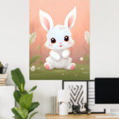 Affiche pour enfants Lapin bébé adorable (Bureau à domicile)