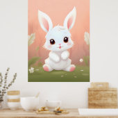 Affiche pour enfants Lapin bébé adorable (Cuisine)