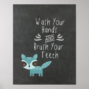 Affiche pour se laver les mains et se brosser les