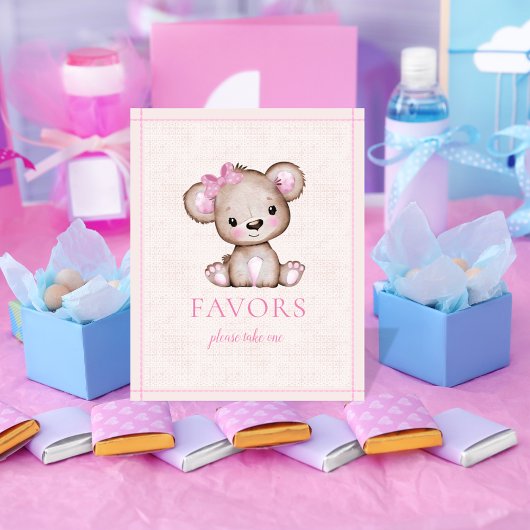 Affiche pour table de friandises pour fille ourson