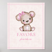 Affiche pour table de friandises pour fille ourson (Devant)