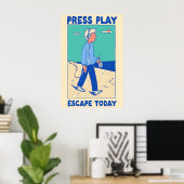 Affiche Press Play Impression d'art rétro Walkman (Bureau à domicile)