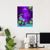 Affiche Princesse Baby Shower Bleu Sarcelle Violet (Bureau à domicile)