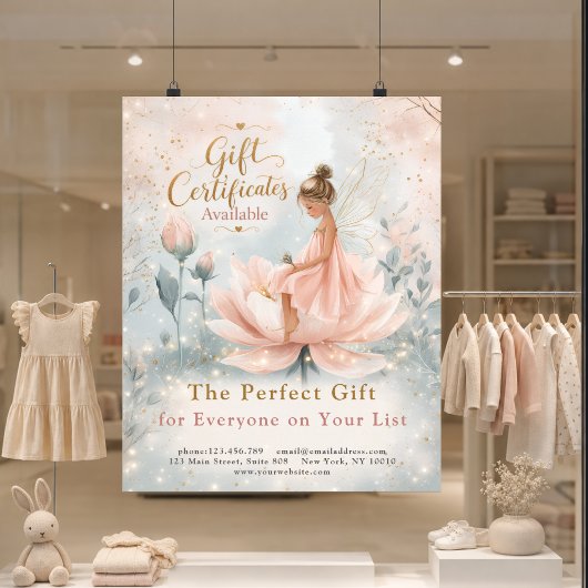 Affiche promotionnelle de certificat-cadeau de fée