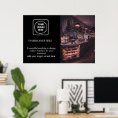 Affiche promotionnelle noire | Logo d'entreprise p (Bureau à domicile)