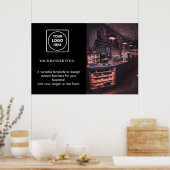 Affiche promotionnelle noire | Logo d'entreprise p (Cuisine)