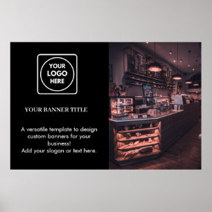 Affiche promotionnelle noire Logo d'entreprise p