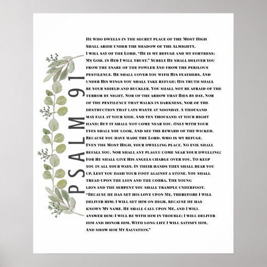 Affiche Psaume 91 Art Biblique Eucalyptus Verdure (Devant)