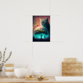 Affiche psychédélique de chat mystique | Chat cosm (Cuisine)