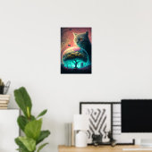 Affiche psychédélique de chat mystique | Chat cosm (Bureau à domicile)