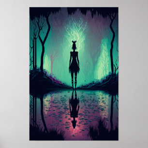 Affiche psychédélique de la forêt magique 3