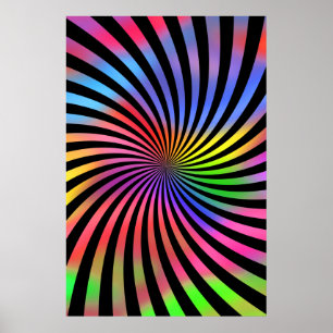 Affiche psychédélique : Spirale multicolore