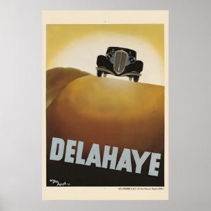 Affiche publicitaire automobile française Delahaye