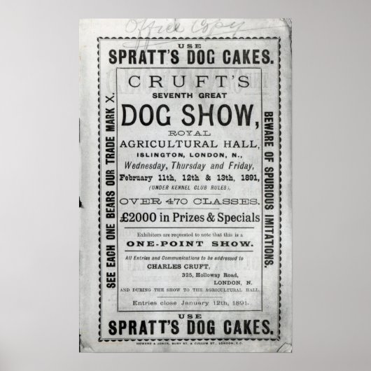 Affiche publicitaire Cruft's Dog Show (Devant)