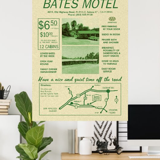 Affiche publicitaire du Motel Bates (Bureau à domicile)