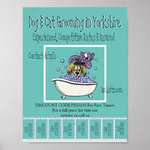 Affiche publicitaire pour le toilettage de chiens