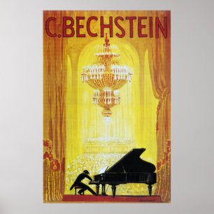 Affiche publicitaire pour piano vintage C. Bechste