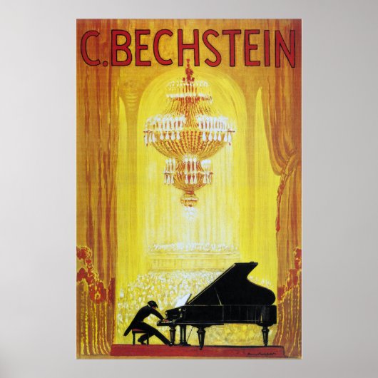 Affiche publicitaire pour piano vintage C. Bechste (Devant)