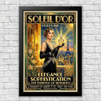 Affiche publicitaire vintage Art Déco pour parfum