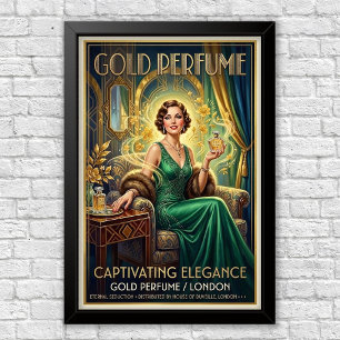 Affiche publicitaire vintage Art Déco pour parfum